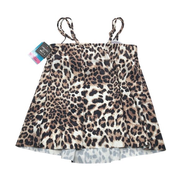 Swim Solutions Womens Leopard Print Tankini Swim Top Bust Support Brown 12 - Picture 5 of 6